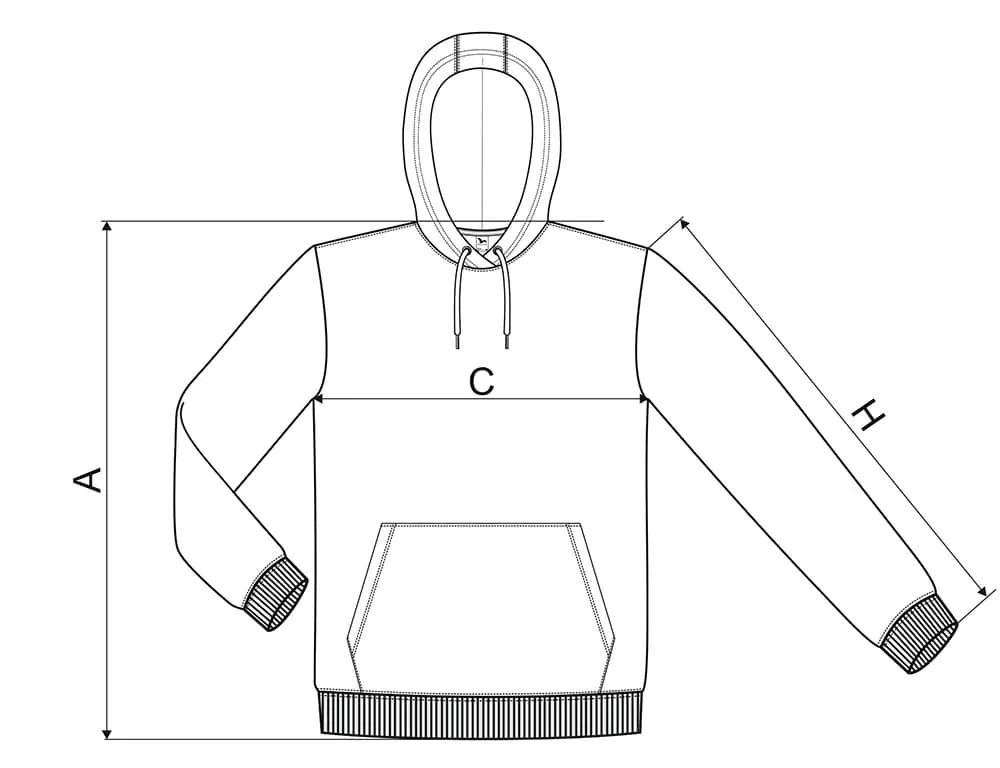 Veľkostná tabuľka pre pánske mikiny